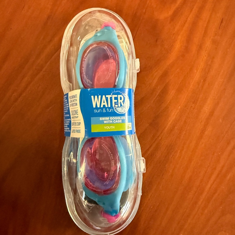 Youth Swim Goggles with Case – Water Sun & Fun, Ages 8+